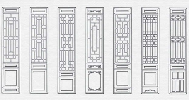 甘德常用中式仿古花窗图案隔断设计图